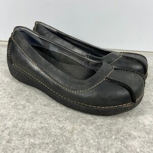 Duluth Trading Co Andina Skimmer Slip On Shoes Black Leather Womens 8